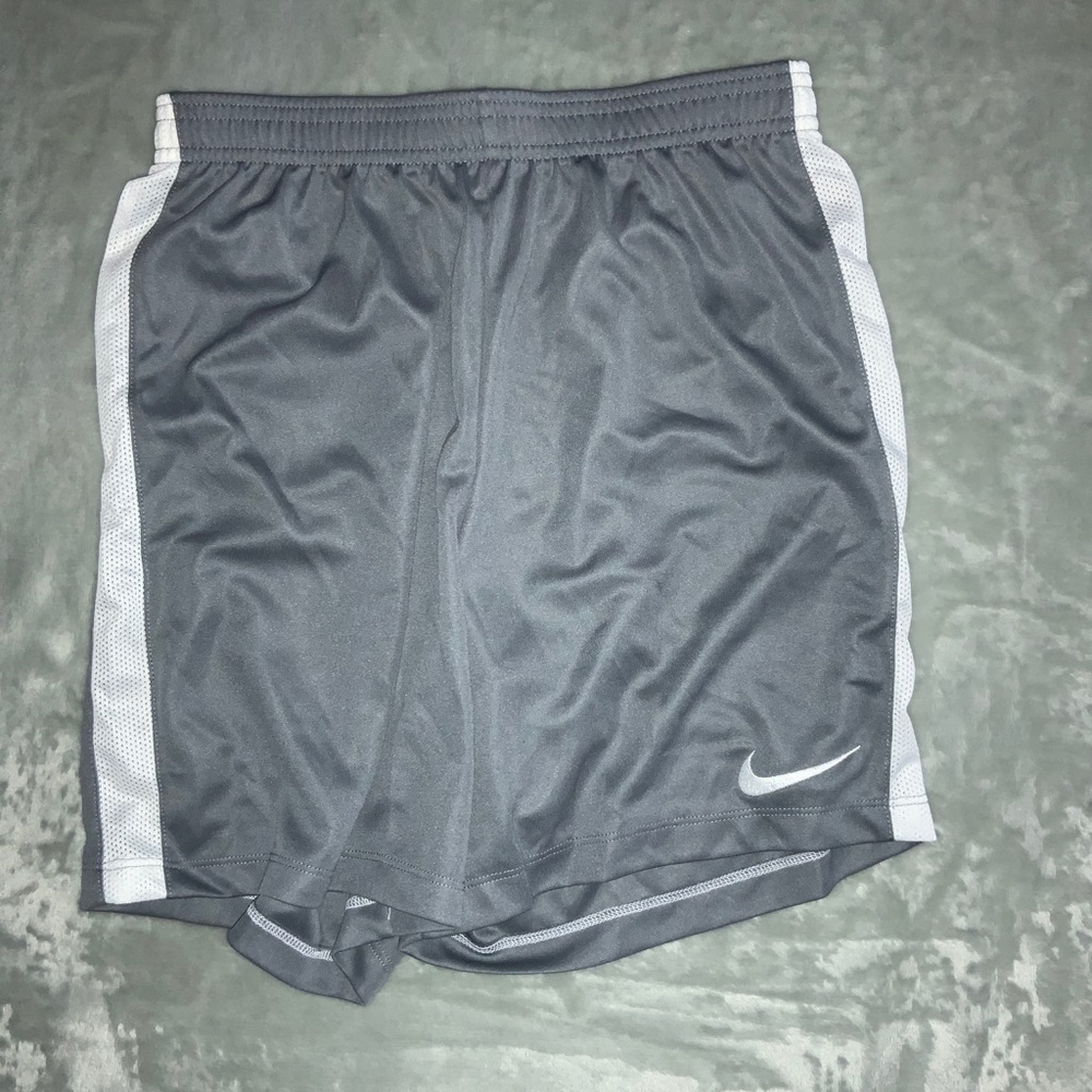 Nike unisex grey and white athletic shorts